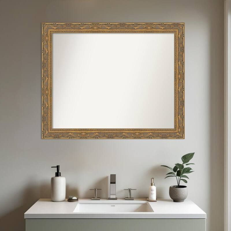 Filigree Non-Beveled Framed Bathroom Vanity Wall Mirror