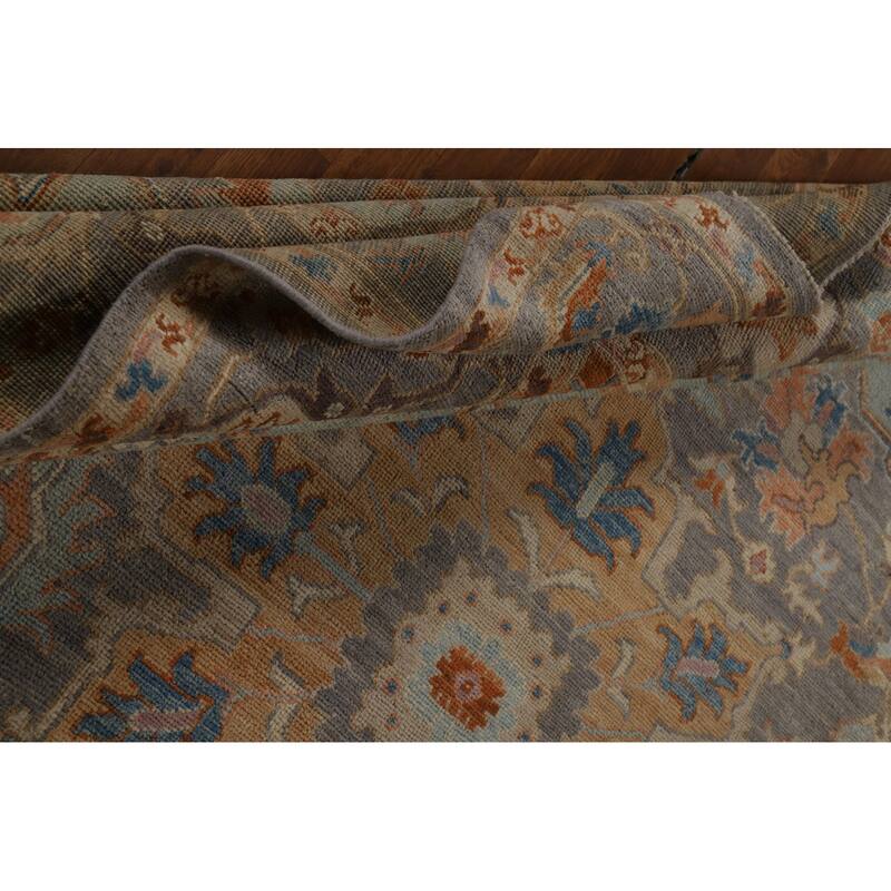 Vegetable Dye Oushak Turkish Area Rug Hand-Knotted Wool Carpet - 8'2" x 9'8"