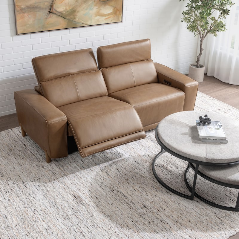 Classic Home Kadon Zero Gravity Power Recliner Upholstered Leather Sofa - Tan