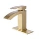 preview thumbnail 1 of 7, Waterfall Bathroom Sink Faucet Single Handle Bathroom Faucet Brushed Gold One Holes Modern Basin Vanity Taps With Deck Plate Brushed Gold