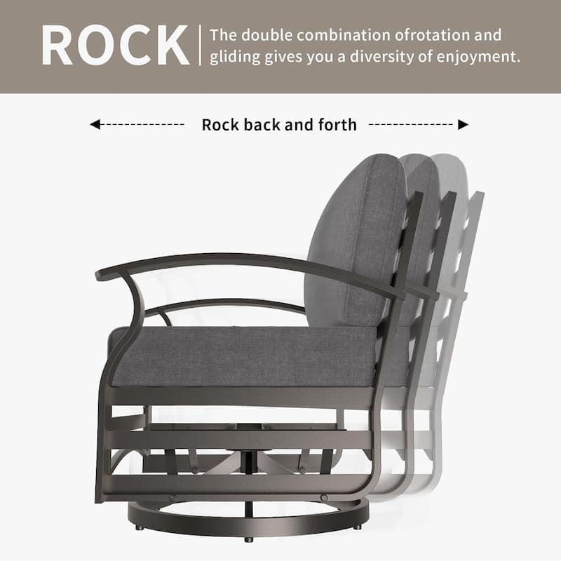 Kullavik Aluminum Outdoor Patio Furniture with Curved Armrests & Firepit Table
