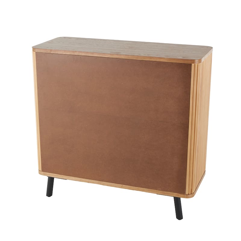 Wood Ribbed 9 Drawer Chest - Brown - Roche River Decor - 17"W x 38"L x 36"H