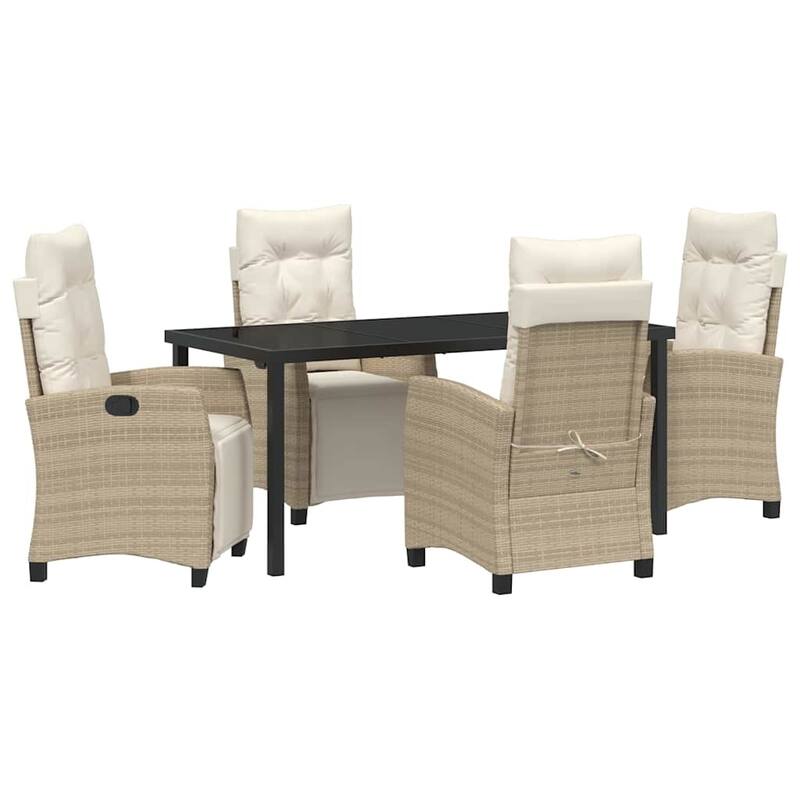 vidaXL Garden Dining Set with Cushion Poly Rattan