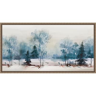 Dusty Blue I by Isabelle Z (27 x 14 in.), Framed Canvas Wall Art Print - Sylvie Beaded Dark Gold