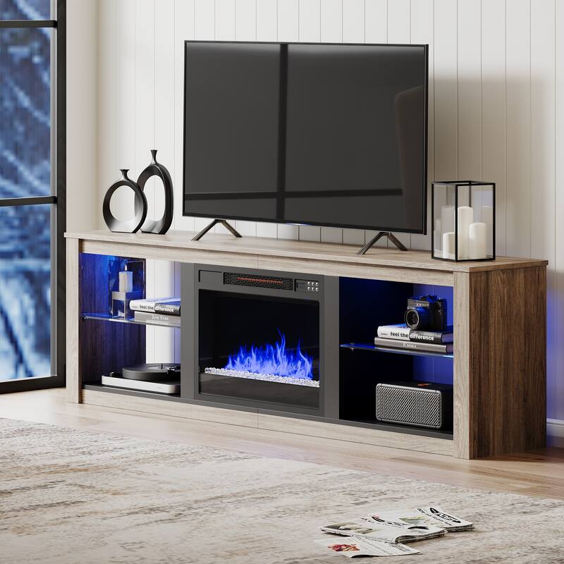 TV Stand for TVs up to 75" with Fireplace, LED Entertainment Center