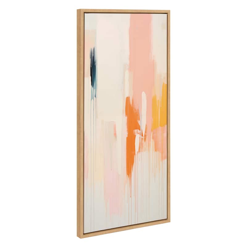 Kate and Laurel Sylvie Fiesta Abstract Framed Canvas by Amy Lighthall - 18x40 - Natural