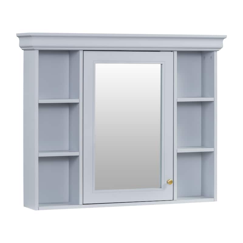 Modern Bathroom Wall Cabinet with Mirror,Medicine Cabinet with 6 Open Shelves