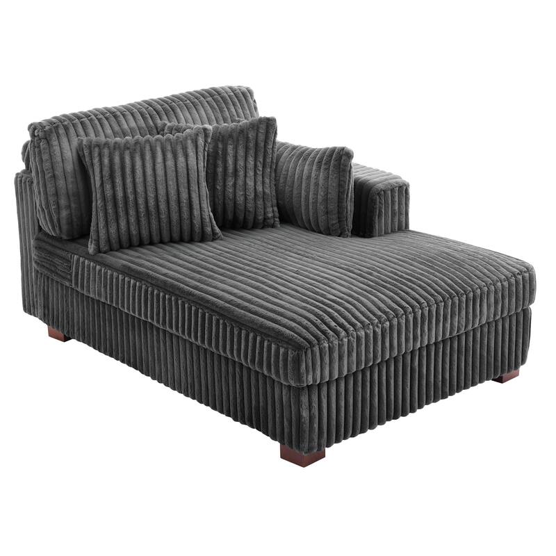 42" W Plush Corduroy Upholstered Chaise Lounge Sleeper for Living