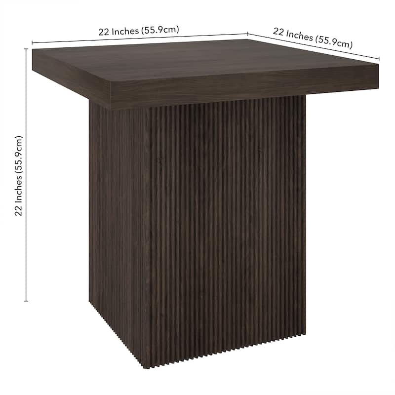 Torren 22" Wide Square Fluted Side Table - 22" Wide