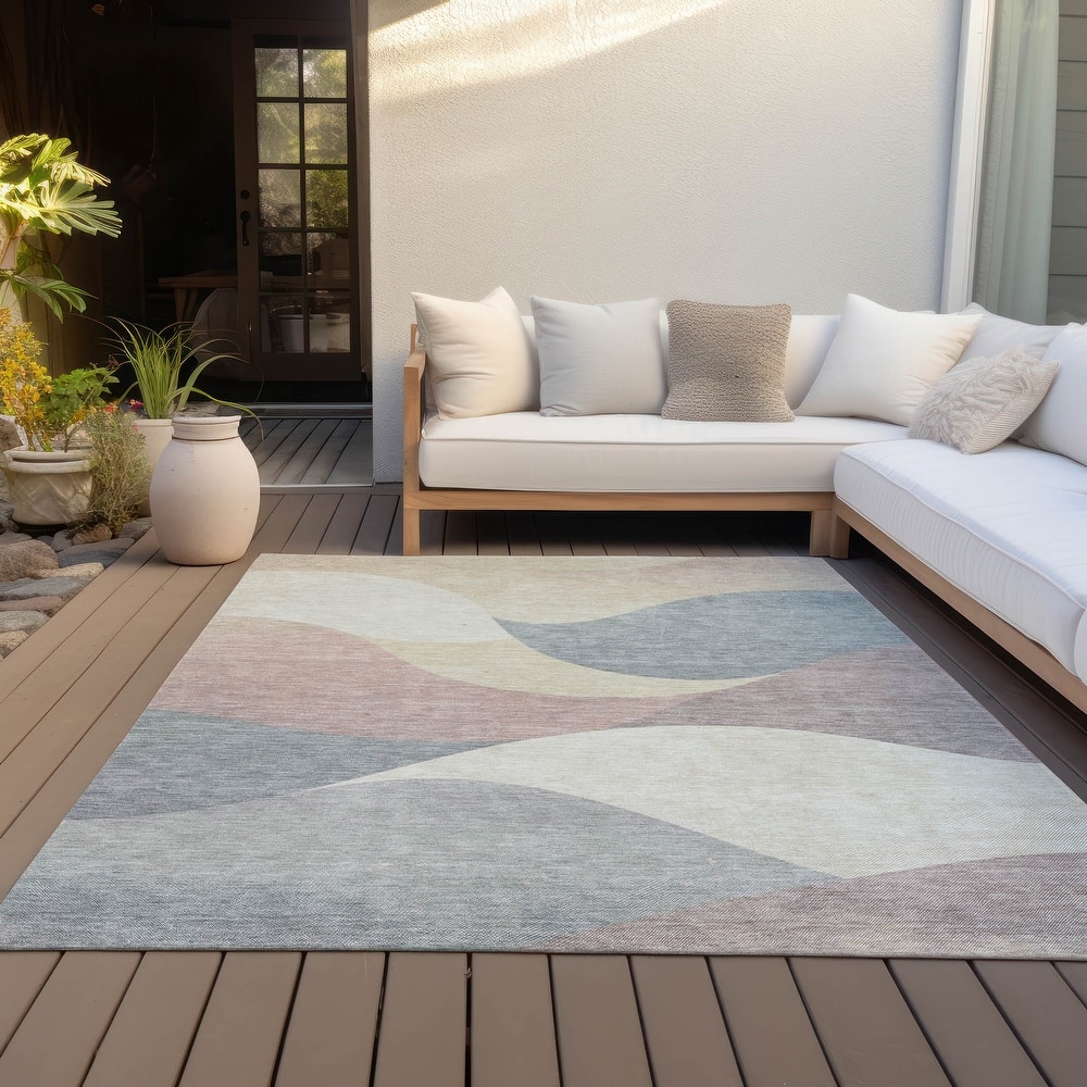 Machine Washable Indoor/Outdoor Soft Contemporary Chantille Rug