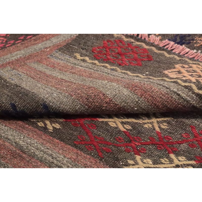 Hand Woven Oriental 100% Wool Carpet Southwestern Tribal Multi-Colored Kilim Area Rug - 11' 5'' X 6' 6''