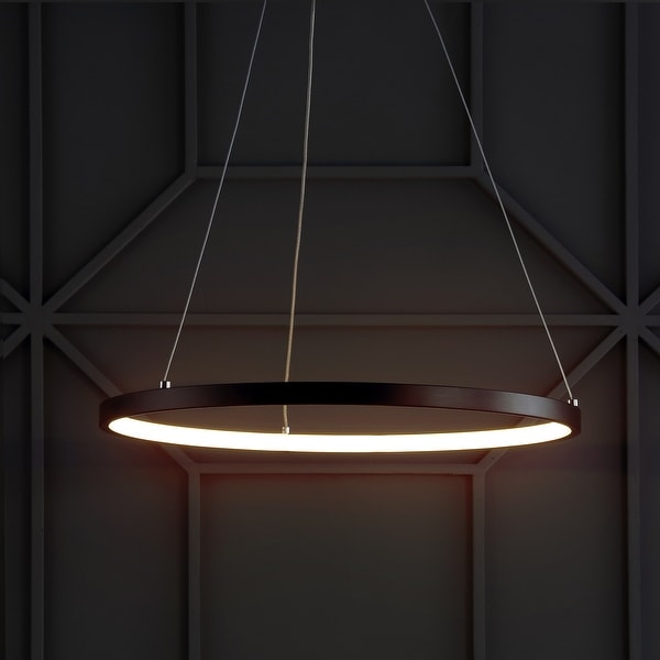 Bradley 15.7" Round Integrated LED Metal Chandelier, Matte Black by JONATHAN Y. Opens flyout.