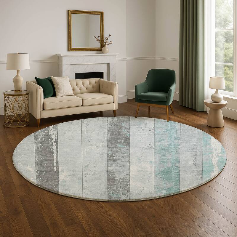 Premium Washable Super Soft Modern Stripe Mayfield Rug - Seafoam - 8' x 8'