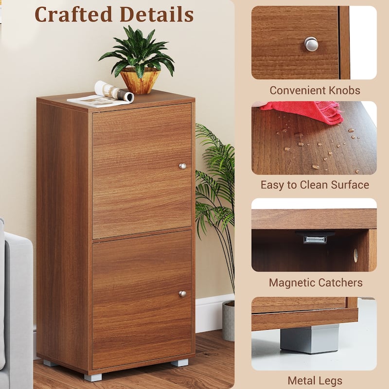 Gymax 2-Door Storage Cabinet w/ Adjustable Shelves Kitchen Buffet