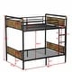preview thumbnail 5 of 37, Metal Bunk Bed Retro Black Bed Frame with Ladder and Guardrail, Industrial Detachable Bunkbeds Convertible 2 Platform Beds