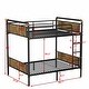 preview thumbnail 17 of 37, Metal Bunk Bed with Safety Guardrail Ladder and 8.1" Under Bed Storage, Vintage Wood and Gold Painting Detachable Bunk Bed