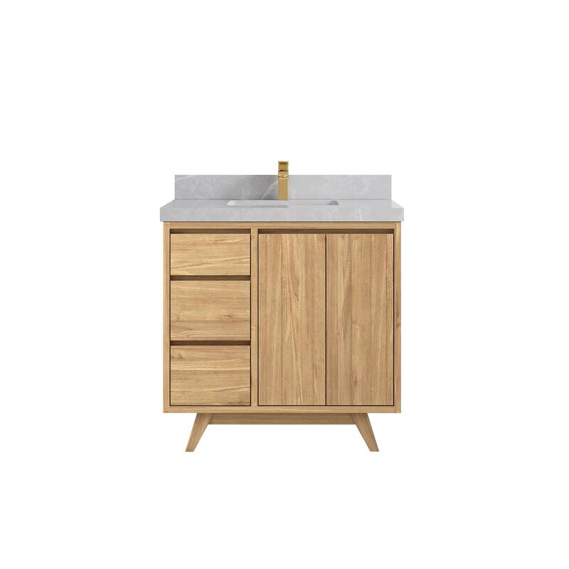 Willow Collections 36 in. W x 22 in. D Madison Teak Center Sink Bathroom Vanity with Countertop
