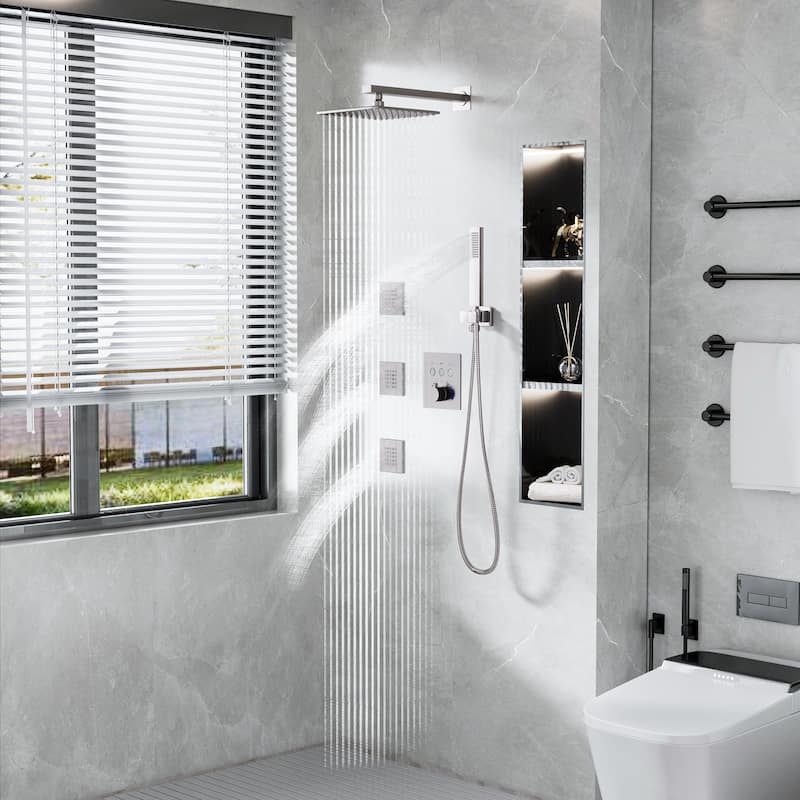 Luxury 3-Way Complete Rain Showerhead - Brushed Nickel