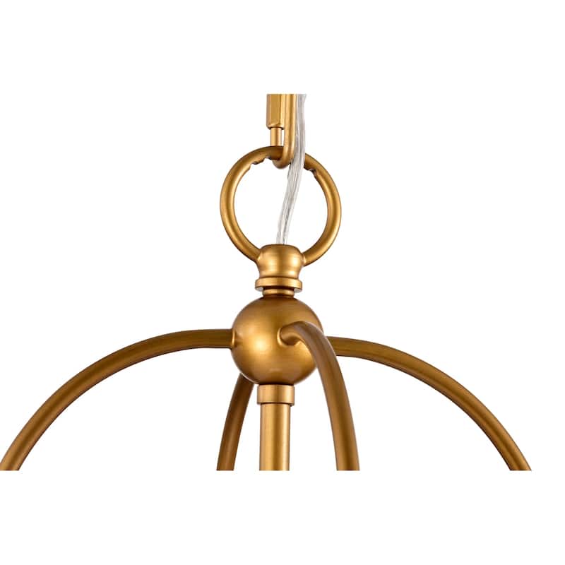 Antique Brass Finish 1-Light 10 in. Cage Pendant with White Fabric Shade