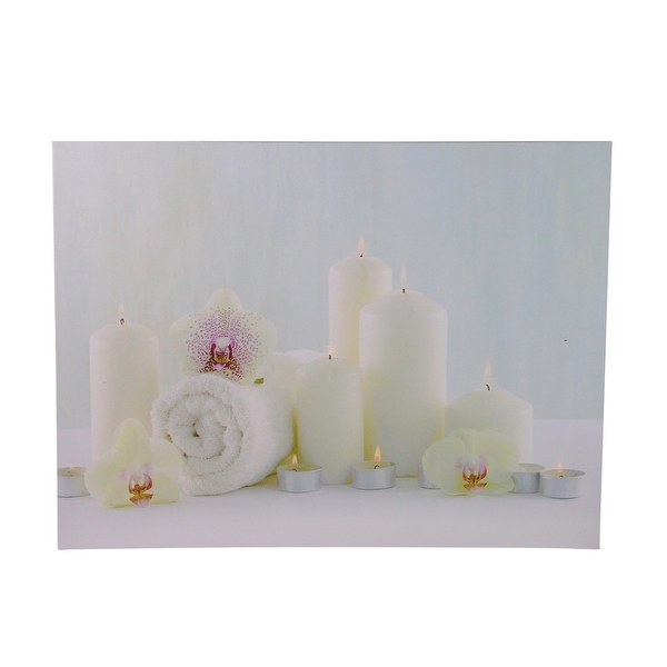 Shop LED Lighted Candle Orchid Spa Inspired Canvas Wall  