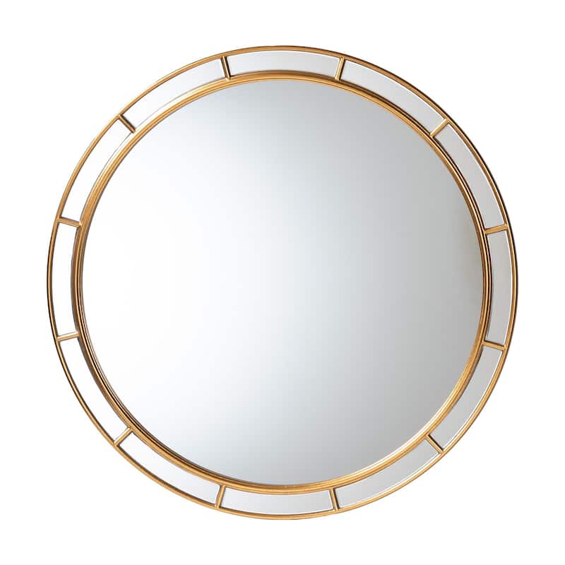 Ulvi Antique Goldleaf Round Accent Mirror - Antique Gold - Antique Gold