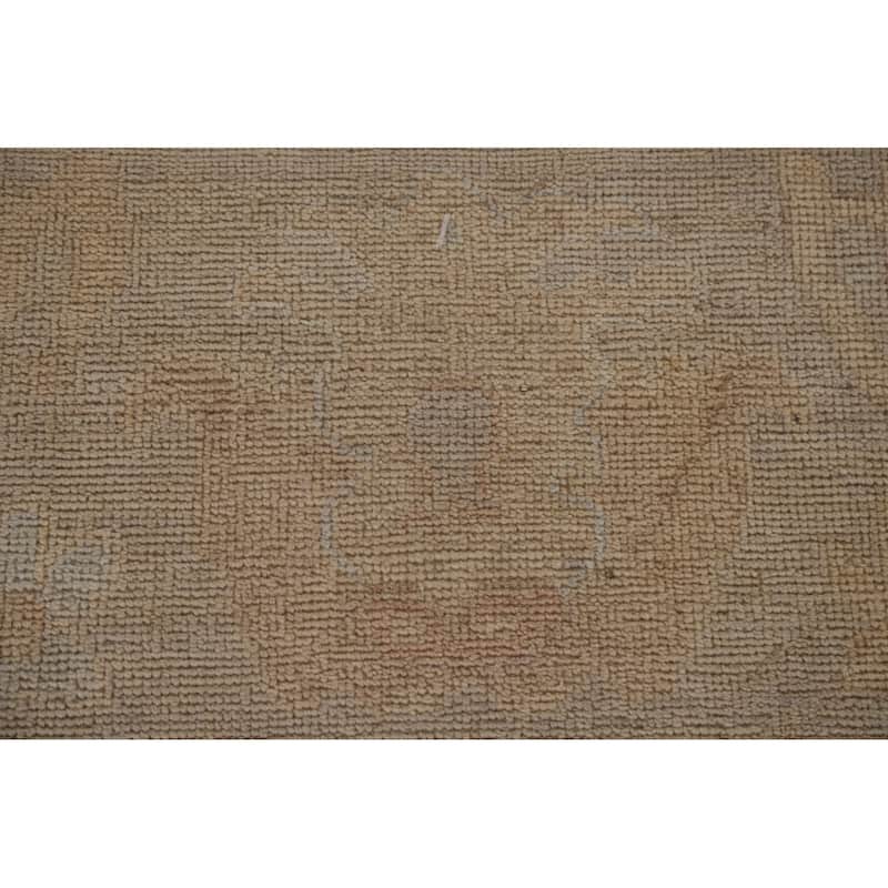 Floral Oushak Turkish Area Rug Handmade Oriental Yellow Wool Carpet - 9'0"x 11'11"