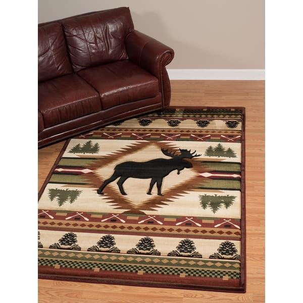 Westfield Home Wildwood Proud Moose Handcarved Area Rug Bed Bath
