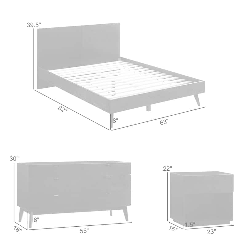 Petra 4 Piece Black Wood King or Queen Bedroom Set