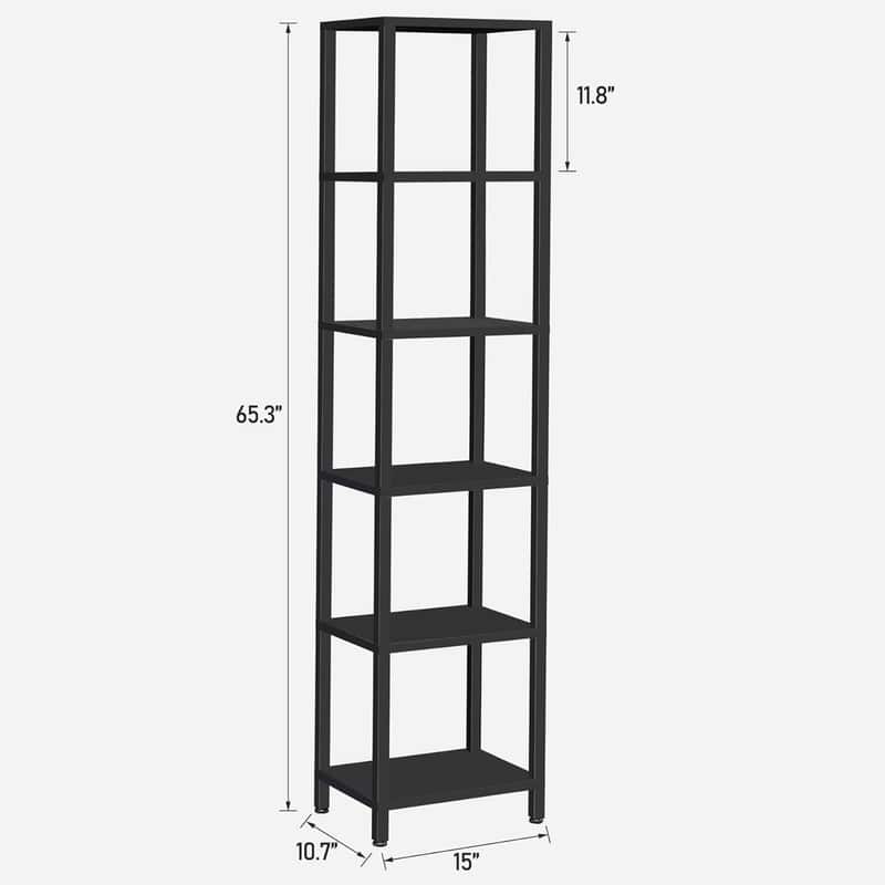 6 Tier Tall Book Shelf - 10.7"D x 15"W x 65.3"H