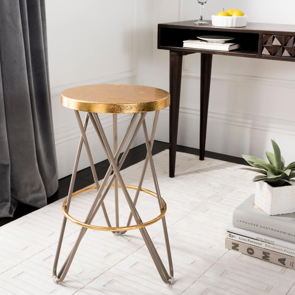 SAFAVIEH Paulette Gold Leaf Counter Stool - 17" x 17" x 24" - 17Wx17Dx24H