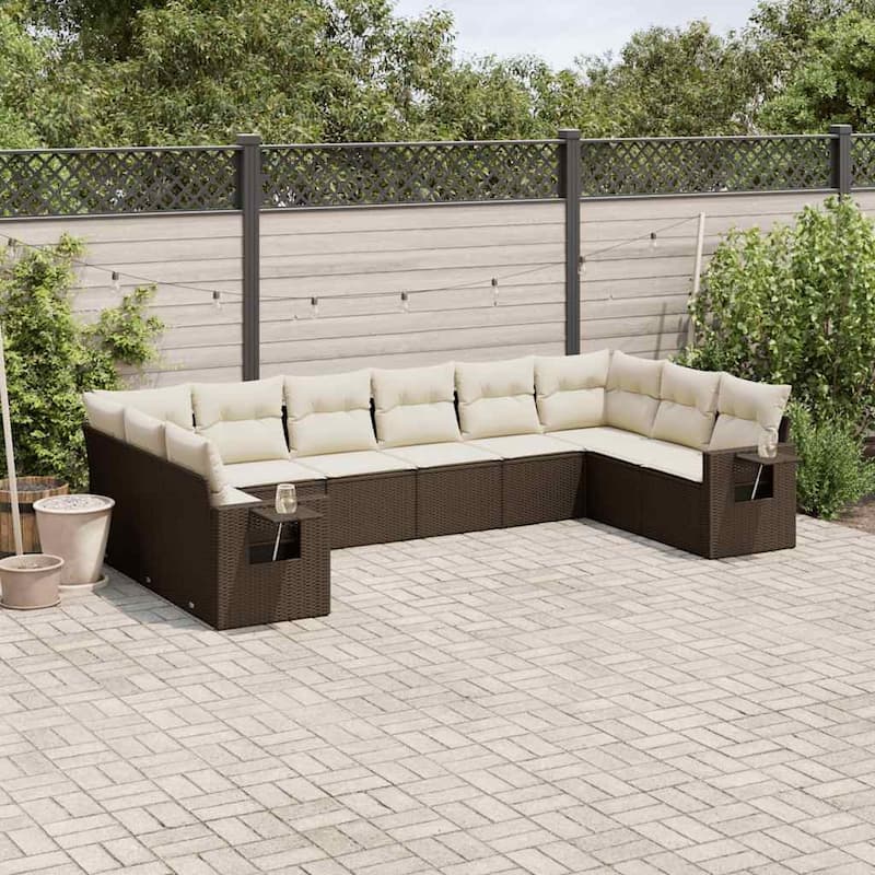 vidaXL Garden Sofa Set - Brown and cream With table