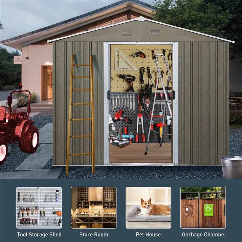 8 FT x 6 FT Outdoor Metal Storage Shed with Window
