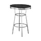 42 Inch Round Bar Table, Ribbed Apron, Glossy Black Lacquer, Retro ...