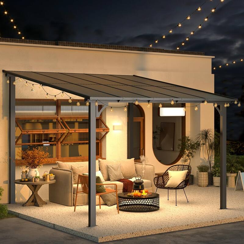 AECOJOY Wall Mounted Gazebos Pergola Outdoor Lean to Gazebo Awnings