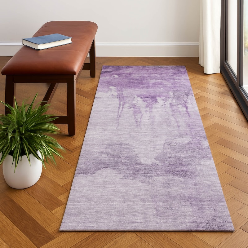 Premium Washable Super Soft Abstract Mayfield Rug - Lavender - 2'3" x 7'6"