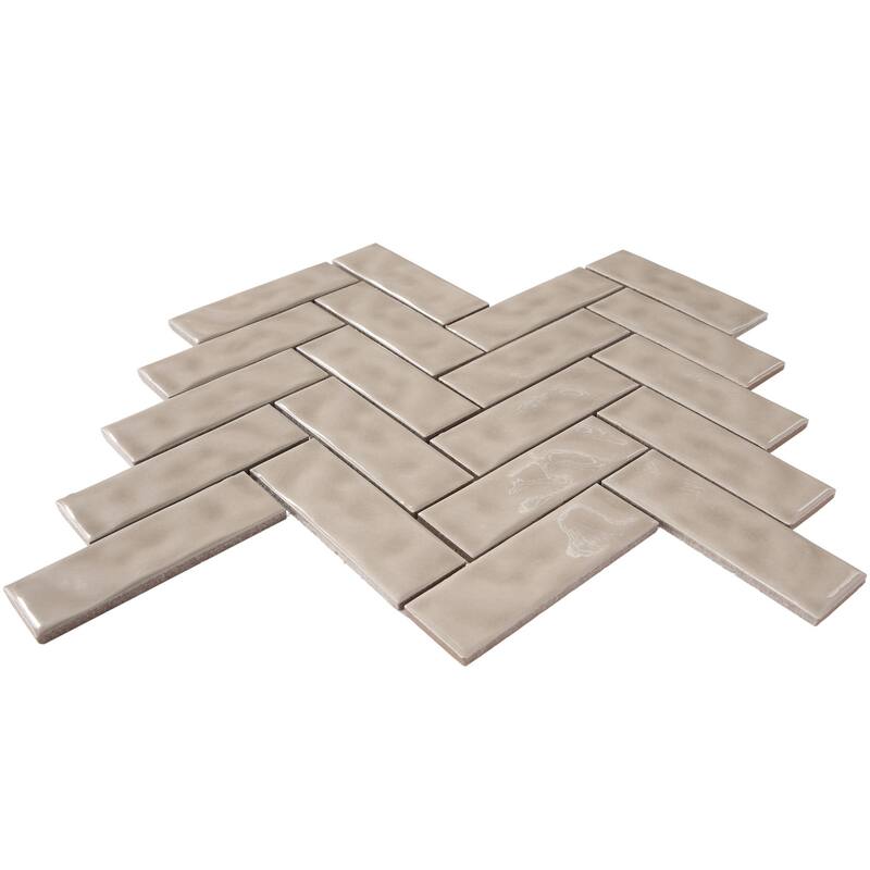 Forio 1.35" x 4.35" Herringbone Glossy Porcelain Mosaic Tile