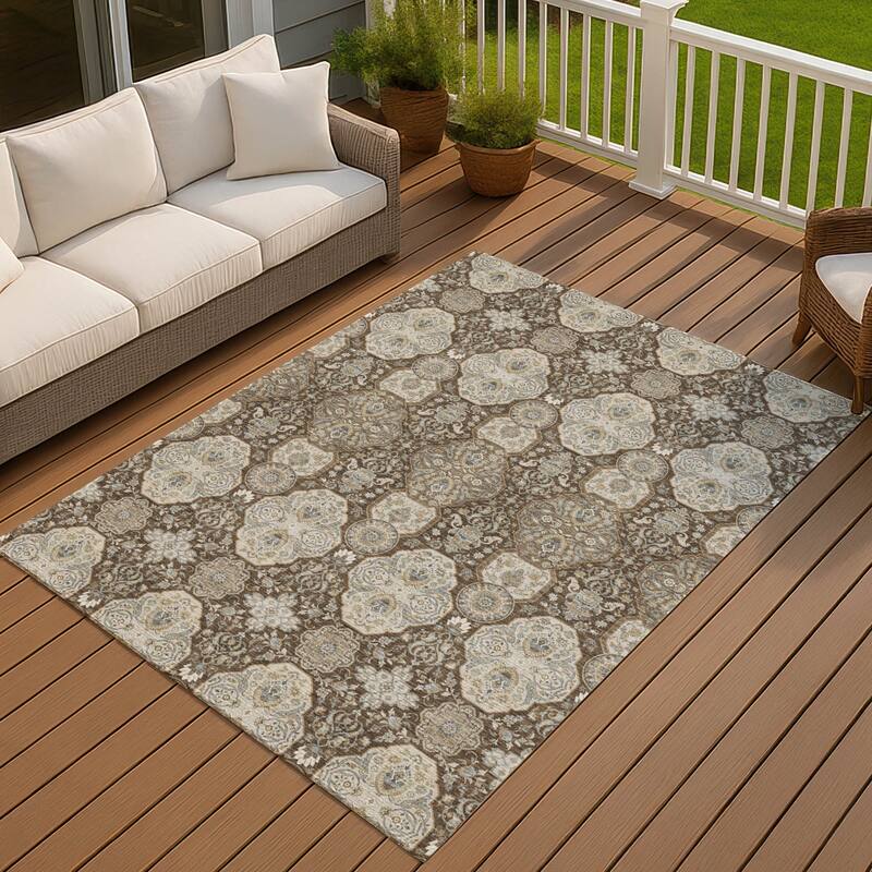 Machine Washable Indoor/ Outdoor Global Budden Chantille Rug