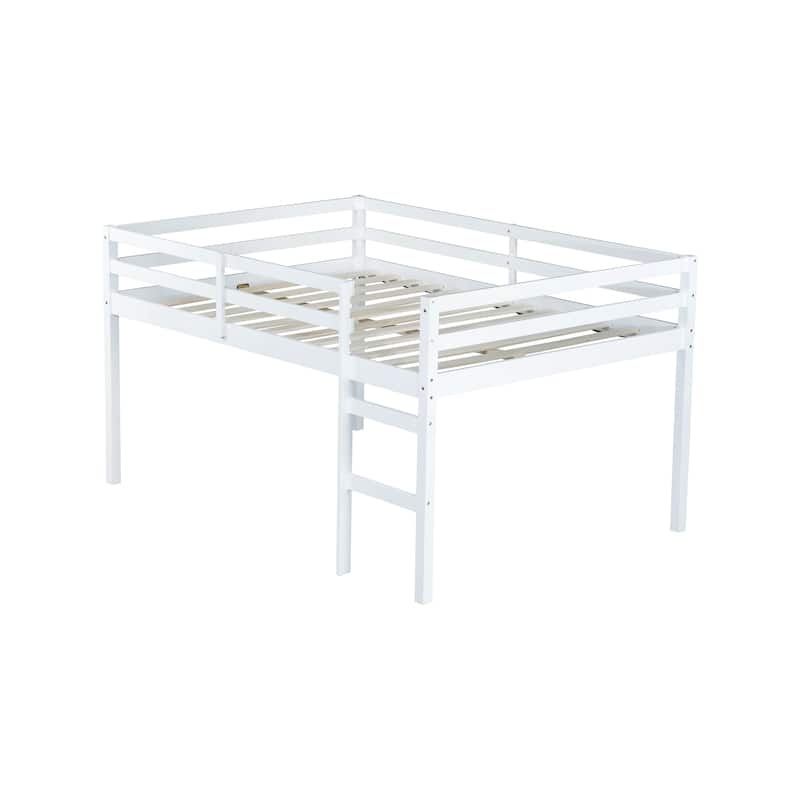 Full Rubber Wood Loft Bed with Ladder
