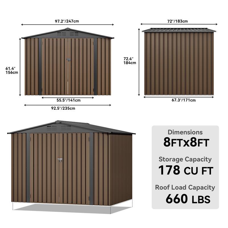 Moasis 8 ft. W x 6 ft. D Steel Storage Shed
