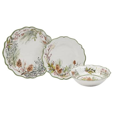 Certified International Winter Forest 16 Pc Dinnerware Set, Service for 4 - 11" Diameter x .25"