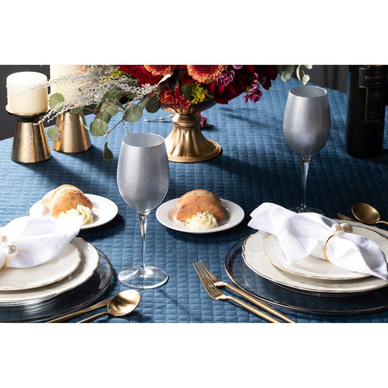Majestic Gifts Inc. Glass Wine/Water Goblet Set/6 - Silver Glass W/ Clear Stem - 14 oz. Made in Europe