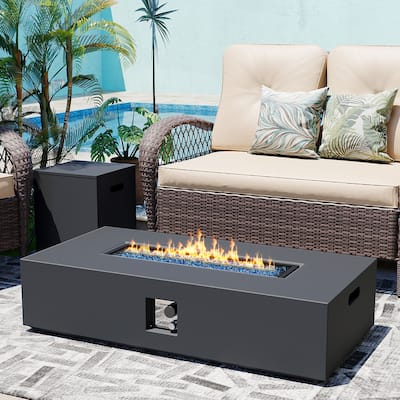 Patio Watcher 56'' 50,000 BTU Iron Rectangular Gas Fire Table with Propane Tank Cover
