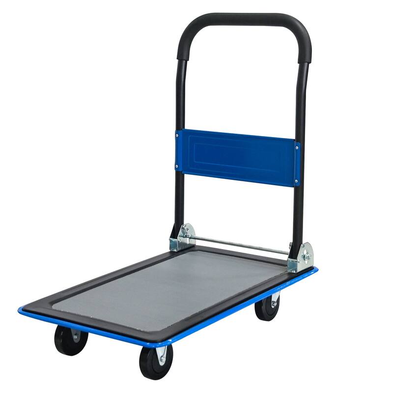 Heavy-Duty Folding Flatbed Cart - Blue