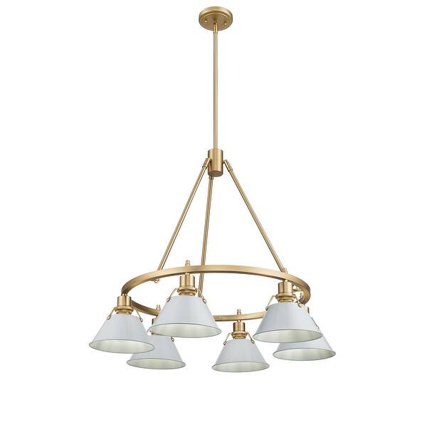 slide 1 of 1, Orwell 6-Light Chandelier in Brushed Champagne Bronze with Dusky Blue - Gold