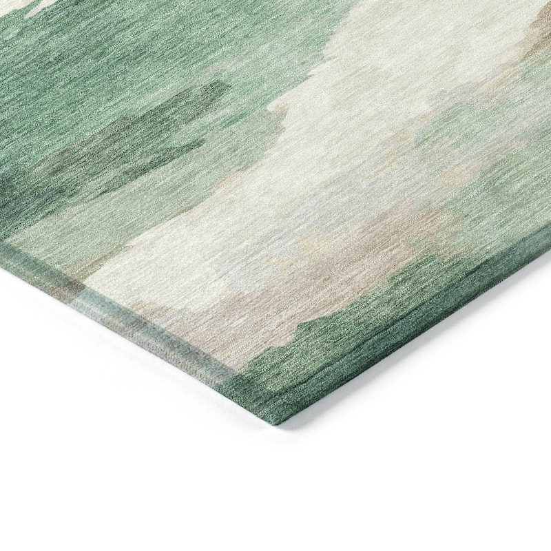 Machine Washable Indoor/ Outdoor Abstract Watercolor Chantille Rug