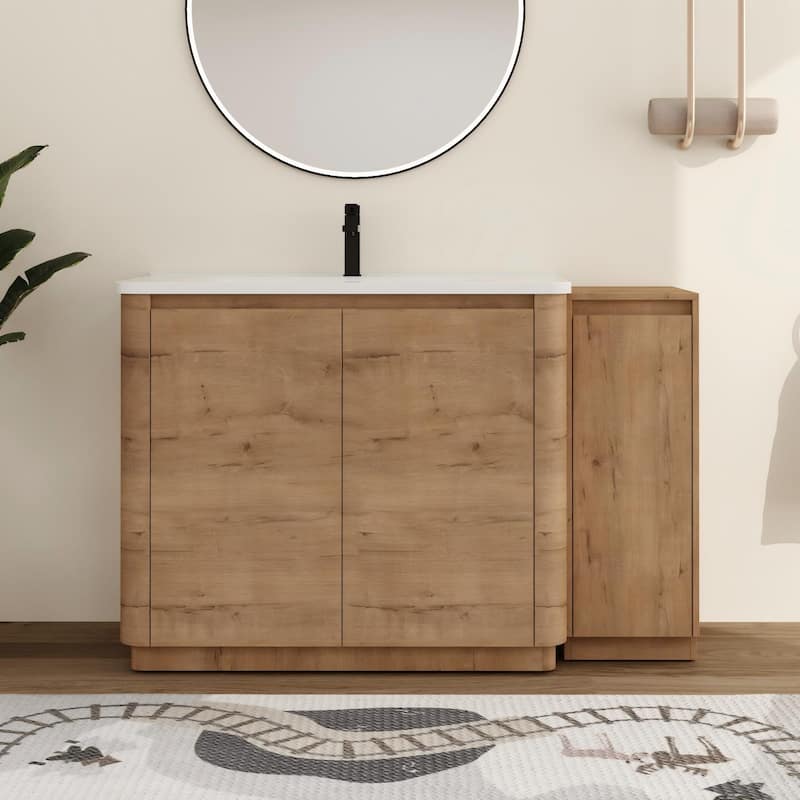 Malwee 36"/40"/48"/52"/60"/64"/84"/92" Bathroom Vanity with Sink, FreeStanding Bathroom Vanity with Door and Adjustable Shelf