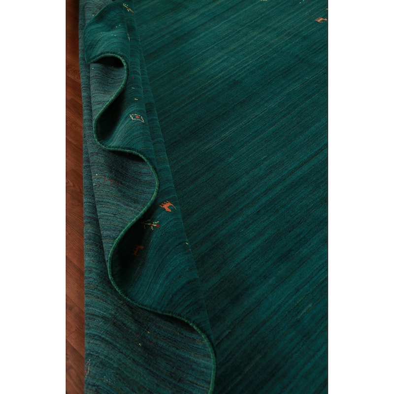 Hand Knotted Oriental 100% Wool Carpet Tribal Tribal Green Gabbeh Area Rug - 9' 9'' X 8' 1''