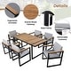 preview thumbnail 4 of 34, 7-Piece Outdoor Patio Steel Dining Set with Umbrella Hole and 6 Cushioned Armchairs