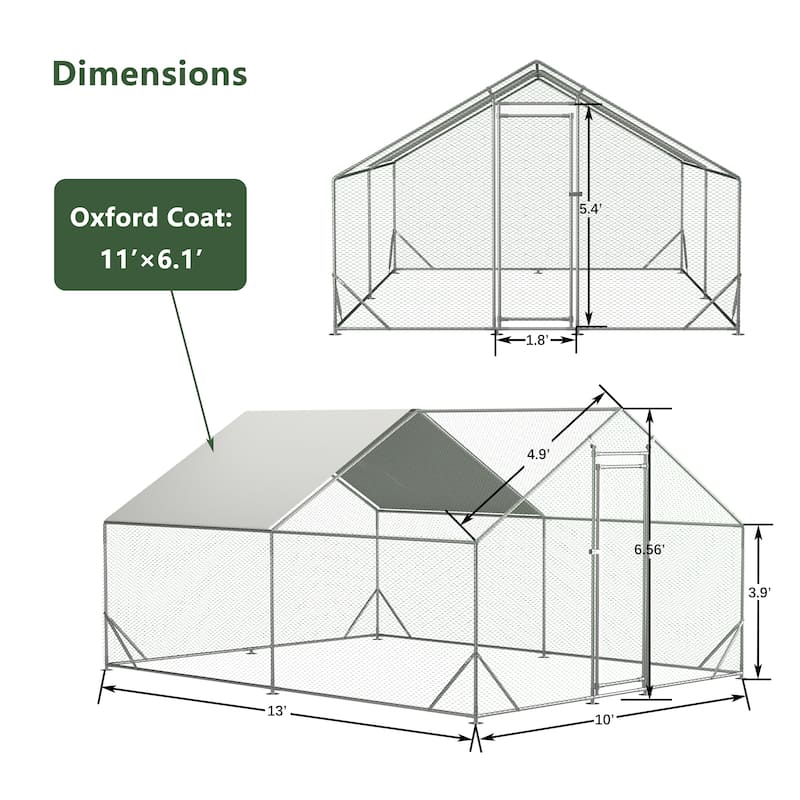 GDFStudio - Anderson Galvanized Walk in Chicken Coop Heavy Duty Wire