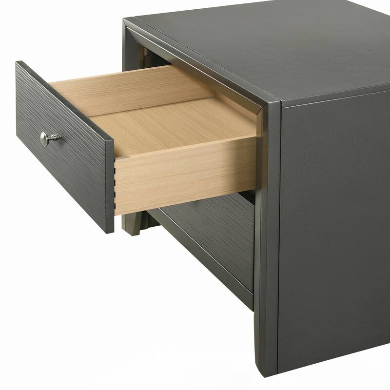 1pc Contemporary Modern 2-Drawer Nightstand Round Knobs